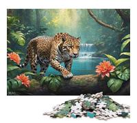 Puzzle carré Mural léopard et Tigre, pour Adultes, Puzzle en Bois, Jeu éducatif et Stimulant, 500 pièces (52 x 38 cm)
