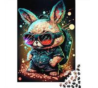 Puzzle carré néon Lapin de 1000 pièces pour Adultes et Jeu éducatif en Bois (75 x 50 cm)