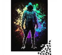 Puzzle carré néon New Age Assasin 500 pièces pour Adultes, Puzzles en Bois, Jouets de Divertissement Familial, 500 pièces (52 x 38 cm)