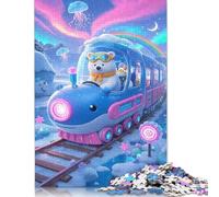 Puzzle carré Ours Polaire 1000 pièces pour Adultes, Puzzle en Bois, Cadeau de Noël idéal pour Adultes (75 x 50 cm)