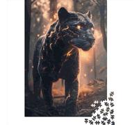 Puzzle carré Panthère Tonnerre Lumineuse de 1000 pièces pour Adultes, Puzzle en Papier, Jeu Stimulant, 38 x 26 cm / 1000 pièces, Cadeau de Noël