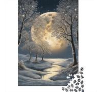 Puzzle carré Paysage Hivernal 500 pièces pour Adultes, Puzzle en Bois, Cadeau de Noël idéal pour Adultes (52 x 38 cm)