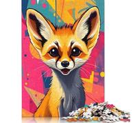 Puzzle carré Pop Art de 500 pièces représentant Un Renard Fennec Mignon pour Adultes, Puzzles en Bois, activité familiale, 500 pièces (52 x 38 cm)