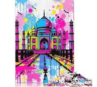 Puzzle carré Pop Art Taj Mahal 1000 pièces pour Adultes, Puzzle en Bois éducatif, Jeu Familial, 1000 pièces (75 x 50 cm)