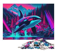Puzzle carré Synthwave Orca Boot Hill de 500 pièces pour Adultes, Puzzle en Bois, décoration Murale, Cadeau de Noël, 500 pièces (52 x 38 cm)