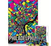 Puzzle Carte de Philadelphie en Couleurs pour Adolescents,1000 pièces,développement cérébral,Divertissement Calme,Assemblage Propre,Cadeau saisonnier (50x75cm)
