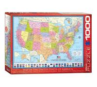 Puzzle Carte des États-Unis - Eurographics - 1000 pièces - Rouge - Multicolore - Adulte - Mixte