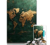 Puzzle Carte du Monde doré 1000 pièces pour Adolescents, Assemblage de Motifs Amusant à la Maison, Cadeau d'anniversaire, Cadeau de Voyage 38x26cm
