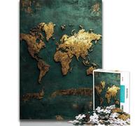 Puzzle Carte du Monde dorée 1000 pièces pour Adolescents, Jouet éducatif et éducatif, idéal comme Cadeau pour Toute la Famille 38x26cm