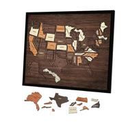 Puzzle Carte du Monde, Puzzle De Carte en Bois des États-Unis, Unis Maison Salon Chambre École, Maison Salon Chambre École Cadeaux Fête, Amusant Et Détachable pour Les Voyageurs