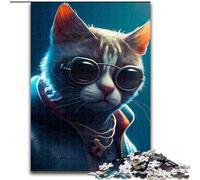 Puzzle Carton The Cool Cat 1000 pièces pour Adultes, Parfait pour s'amuser en Famille à Noël, Thanksgiving, Les Anniversaires et Pâques, Taille 38x26cm