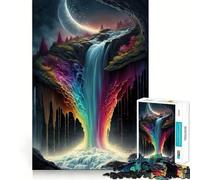 Puzzle Cascade Arc-en-Ciel 1000 Pièces pour Adolescents Jeu de Logique Découpe Précise Collection d'art (50x75cm)