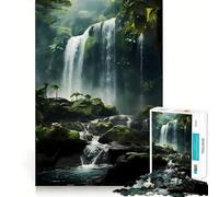 Puzzle Cascade dans la Jungle pour Adultes, 1000 pièces, défi cérébral, Jeu Amusant et Silencieux, découpe précise, décoration Murale 38x26cm