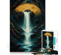Puzzle Cascade dans Un Cercle d'or pour Adultes 1000 pièces Jeu de mémoire et de réflexion Découpe Fine Finition Premium Un Moyen captivant de Passer Le Temps (38x52cm)
