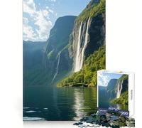 Puzzle Cascade dans Un Fjord pour Adolescents, 1000 pièces, mémorisation Claire, activité de Loisirs, découpe Impeccable, (38x52cm)