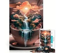 Puzzle Cascade dans Une Tasse pour Adultes,1000 pièces,pour développer la mémoire,s'amuser,Haute précision,découpe Facile,Plaisir en Famille (50x75cm)