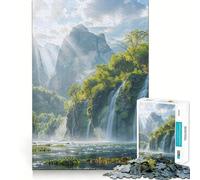 Puzzle Cascade dans Une vallée luxuriante pour Adultes,1000 pièces,Jeu Stimulant l'esprit,Format Uniforme,pièces précises,idéal pour Les Voyages (50x75cm)