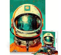 Puzzle Casque d'astronaute rétro pour Adolescents, 1000 pièces, stimule la mémoire, se détend et s'amuse, découpe de qualité supérieure, Cadeau élégant (38x26cm)