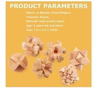 Puzzle casse-tête 20 pcs déverrouiller interlock game iq test jouet en bois 3d unlock jaune G