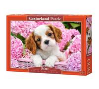 Puzzle Castorland 500 pièces - Chiot dans les fleurs roses - Animaux - Mixte