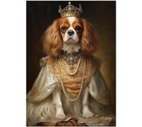 Puzzle Cavalier King Charles Spaniel Royal Queen 300/500/1000 pièces - Portrait royal d'animal domestique cadeau pour propriétaire d'épagneul Cavalier King Charles (1000 pièces (50 × 75 cm)