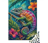Puzzle Cérébral Difficile, 1000 Pcs Caméléon Fleur Jungle Art Puzzle | 38x26cm Carton, Exercice Mental, Ajustement Serré, Passionnés De Puzzle, Réduction Du Stress