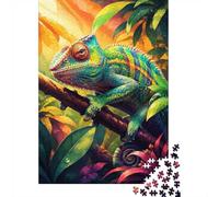 Puzzle Cérébral Difficile, 1000 Pcs Caméléon Jungle Feuille Art Puzzle | 38x26cm Carton, Exercice Mental, Ajustement Serré, Amateurs De Puzzles, Réduction Du Stress