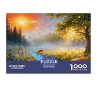 Puzzle Cerf 1000 Pièces pour Adultes Et Enfants, Jeu De Société Convivial, Casse-tête Brouillard Matinal en Forêt, Home Decor, Cadeau Anniversaire 70x50cm/1000pcs