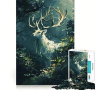 Puzzle Cerf Blanc dans la Jungle pour Adolescents 1000 Pièces Stimule l'esprit Amusant Découpe Nette Pièces Robustes Activité de Réunion Réconfortante (38x26cm)