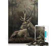 Puzzle Cerf dans Forêt Mystique pour Adultes 1000 Pièces Jeu de Logique Mentale Doux et Détente Ferme Découpe Liste de Souhaits du Père Noël 50x75cm