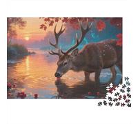 Puzzle Cerf de Père David Composé De 1000 Pièces pour Adultes, Couchant sur Un ruisseau d'automne Un Jeu De Dexérité Très Difficile Puzzle Éducatif Et Stimulant 1000pcs (75x50cm)