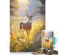 Puzzle Cerf de Virginie pour Adultes,1000 pièces,Jeu de mémoire,découpe Laser pour Un Assemblage Parfait,Cadeau Unique pour soulager Le Stress (38x26cm)