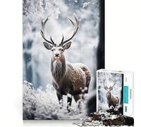 Puzzle Cerf des neiges de 1000 pièces pour Adultes Jeu de mémoire Amusant,découpe Experte,activité relaxante à Faire en Groupe à l’intérieur (50x75cm)