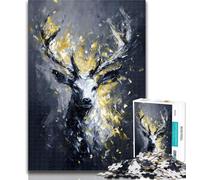 Puzzle Cerf Doré 1000 pièces pour Adultes et Adolescents, Jeu Familial Anti-Stress, défi Difficile, Cadeaux du Père Noël Secret 50x75cm