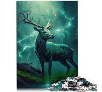 Puzzle Cerf enchanté dans la tempête 1000 pièces pour Adultes Puzzles en Carton pour Jeu de Puzzle Stimulant et Jeu en Famille 26x38 cm