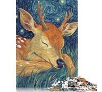 Puzzle Cerf endormi sous la Nuit étoilée pour Adultes 1000 pièces Puzzle Puzzle Adulte Jeu de réflexion 1000 pièces (75 x 50 cm)