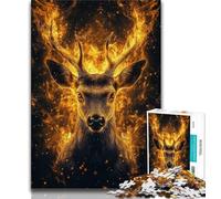 Puzzle Cerf Flamme 1000 pièces pour Adultes et Adolescents, Jouet éducatif intellectuel décompressant, Cadeau d'anniversaire, Cadeaux, Art Mural 50x75cm