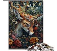 Puzzle Cerf Floral 1000 pièces pour Adultes et Adolescents, pour Un Moment de détente et de Partage, pour Un Amour de Couple Plus Intense (50x75cm)