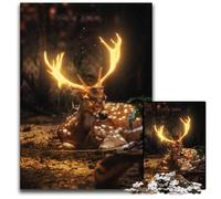 Puzzle Cerf Lumineux pour Adultes, Puzzles 1000 Pièces pour Adultes, Jeu Familial Interactif, Défi Cérébral, Jouet Éducatif 50x75cm/19,68x29,52 Pouces