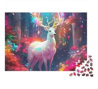 Puzzle Cerf Mammifère Rouge Vif 1000 pièces Carton Solide et Anti-poussière Idéal Les Voyages,Les Vacances ou Une d'intérieur Adultes,Adolescents,débutants et familles passionnées 38x26cm/1000 pièces
