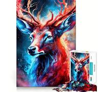 Puzzle Cerf Néon Mystique pour Adolescents 1000 Pièces Développement de la Mémoire Design Calme et Relaxant Cadeau Classique (38x26cm)