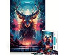 Puzzle Cerf Néon pour Adolescents 1000 Pièces Jeu de Logique Fine, Doux et Détendu Bords Nets Cadeau Premium (38x52cm)