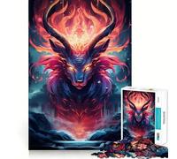 Puzzle Cerf Néon pour Adultes 1000 Pièces Jeu de Réflexion Amusant et Paisible Découpe Précise Liste de Souhaits du Père Noël (38x52cm)
