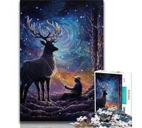Puzzle Cerf Nuit Étoilée 1000 Pièces pour Adultes, Jeu Familial Anti-Stress, Défi Difficile, Superbes Cadeaux et Jouets 50x75cm