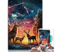 Puzzle Cerf Nuit Étoilée pour Adultes 1000 Pièces, Séjournez pour Tuer Le Temps, Chaque Pièce Est Unique - Jeu Familial Amusant et Défi (75x50cm)