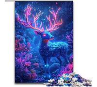 Puzzle Cerf psychédélique 1000 pièces pour Adolescents, Jeu Stimulant, idéal comme Cadeau pour Toute la Famille (50x75cm)