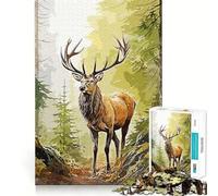 Puzzle Cerf Sauvage 1000 Pièces Entraînement Mental Amusant Pièces Nettement Découpées sans Bavures Activité Absorbante pour des Soirées Calmes (50x75cm)
