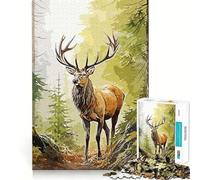 Puzzle Cerf Sauvage 1000 Pièces Jeu de Réflexion Amusant Conception sans Espace Emboîtement Parfait pour Les Réunions de Famille (38x52cm)