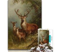 Puzzle Cerf Sauvage de la Jungle pour Adolescents 1000 Pièces, Jeux Éducatifs Décoration Maison Collection Artistes, Beaux-Arts (75x50cm)