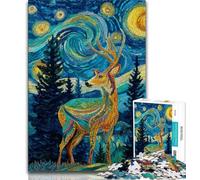 Puzzle Cerf sous Le Ciel Nocturne 1000 pièces pour Adolescents, Jeux Amusants en Famille, idéal comme Cadeau pour Toute la Famille 75x50cm